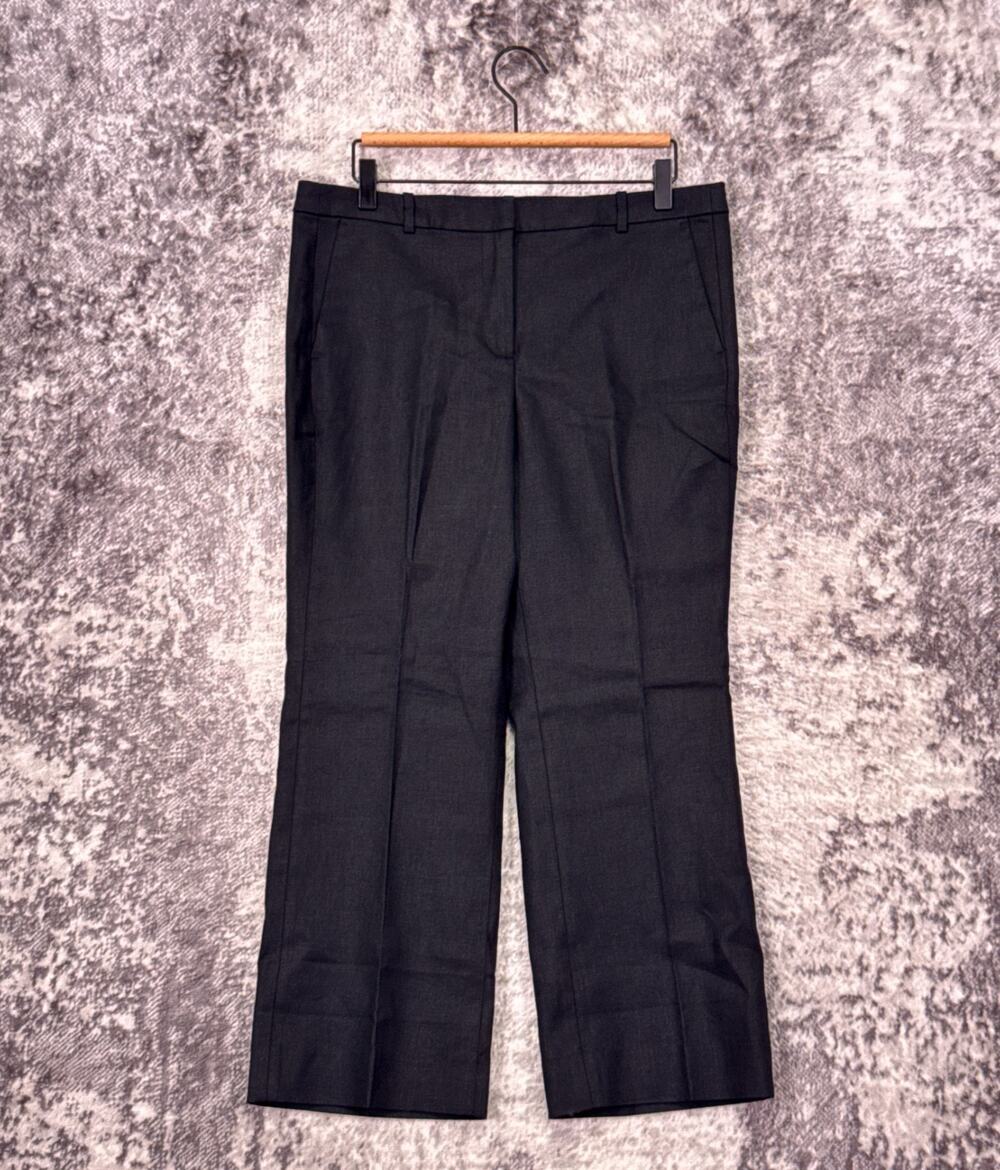 New J Crew Kaya Trouser Pants 12 Petite Womens Black Stretch Linen Kick Flare